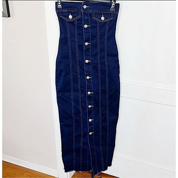Princess Polly MARZA DENIM STRAPLESS MAXI DRESS INDIGO Nwot Size 2 - Picture 2 of 8